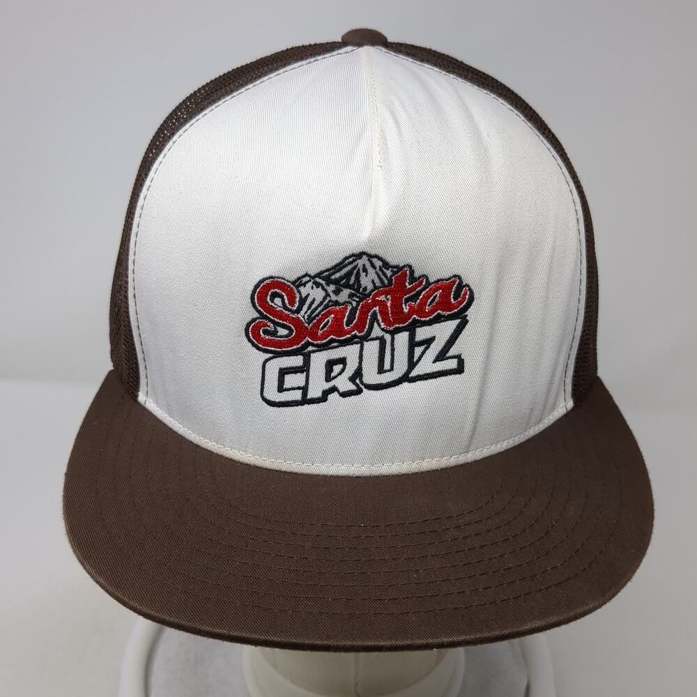 Santa Cruz Snapback Trucker Hat Brown One Size Adjustable Mesh Back Yupoong - Picture 2 of 9